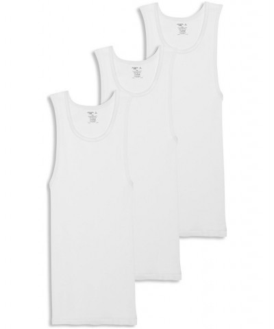 Men's Cotton A-shirt Tank Top, Pack of 3 White $13.72 Undershirt