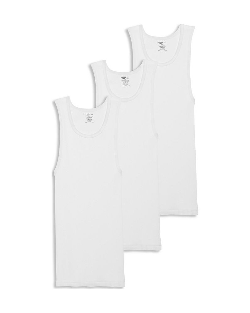 Men's Cotton A-shirt Tank Top, Pack of 3 White $13.72 Undershirt