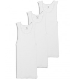 Men's Cotton A-shirt Tank Top, Pack of 3 White $13.72 Undershirt