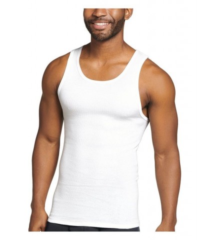 Men's Cotton A-shirt Tank Top, Pack of 3 White $13.72 Undershirt