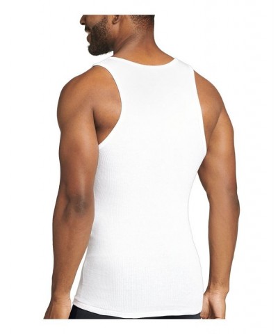 Men's Cotton A-shirt Tank Top, Pack of 3 White $13.72 Undershirt