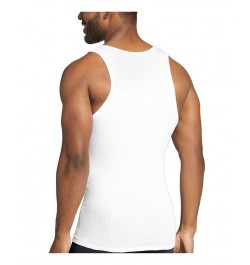 Men's Cotton A-shirt Tank Top, Pack of 3 White $13.72 Undershirt