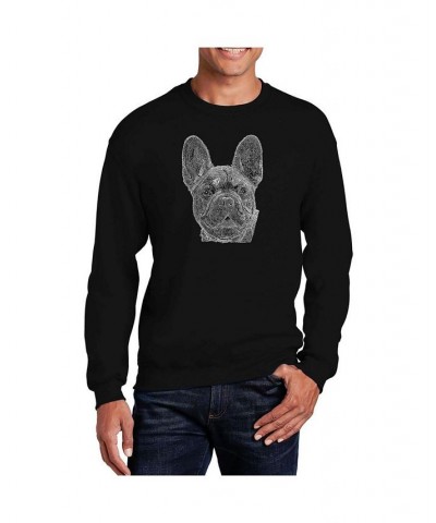 Men's Word Art French Bulldog Crewneck Sweatshirt Black $23.00 Sweatshirt