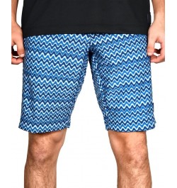 Men's Zig Zag Multi Color Print Golf Shorts Blue $33.00 Shorts