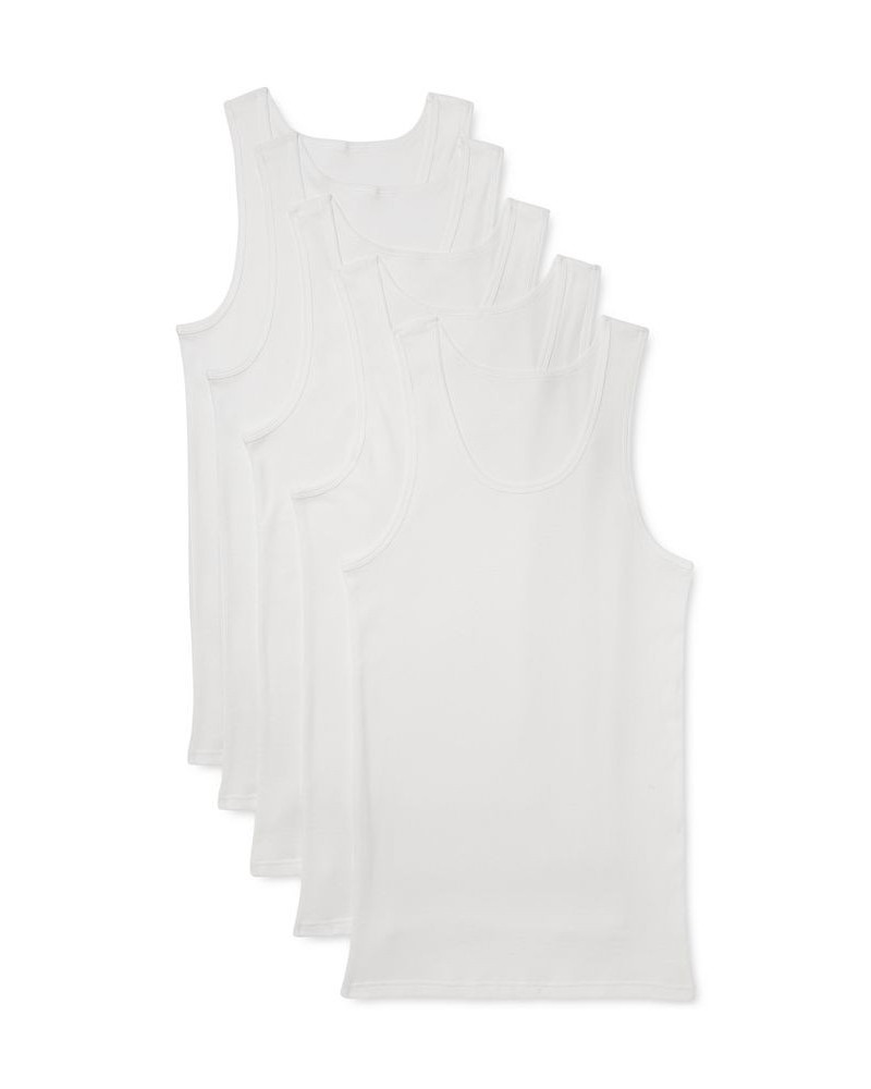 Men's 5-Pk. Classic Soft Cotton Tanks White $32.60 Undershirt