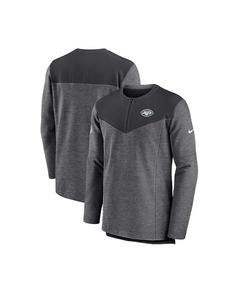 Men's Charcoal New York Jets Sideline Lockup Performance Quarter-zip Jacket $39.90 Jackets