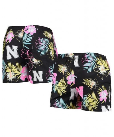 Men's Black Nebraska Huskers Neon Floral Swim Trunks $33.59 Swimsuits