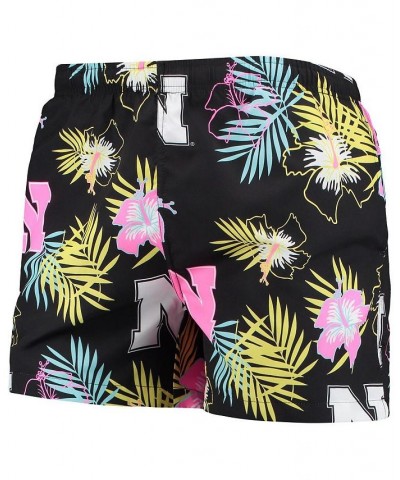 Men's Black Nebraska Huskers Neon Floral Swim Trunks $33.59 Swimsuits