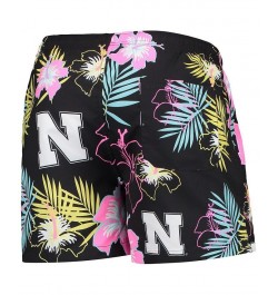 Men's Black Nebraska Huskers Neon Floral Swim Trunks $33.59 Swimsuits