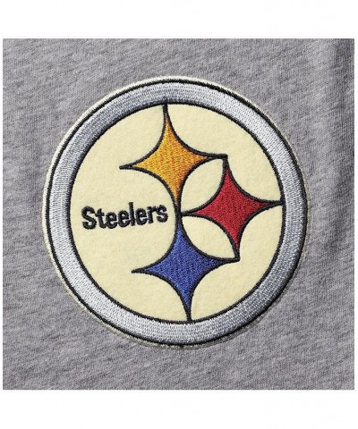 Men's Heather Gray Pittsburgh Steelers Historic Logo Ultimate Play 3/4 Sleeve Raglan Henley T-shirt $29.90 T-Shirts