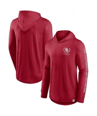 Men's Branded Crimson Oklahoma Sooners Photo Finish Hoodie Long Sleeve T-shirt $35.39 T-Shirts