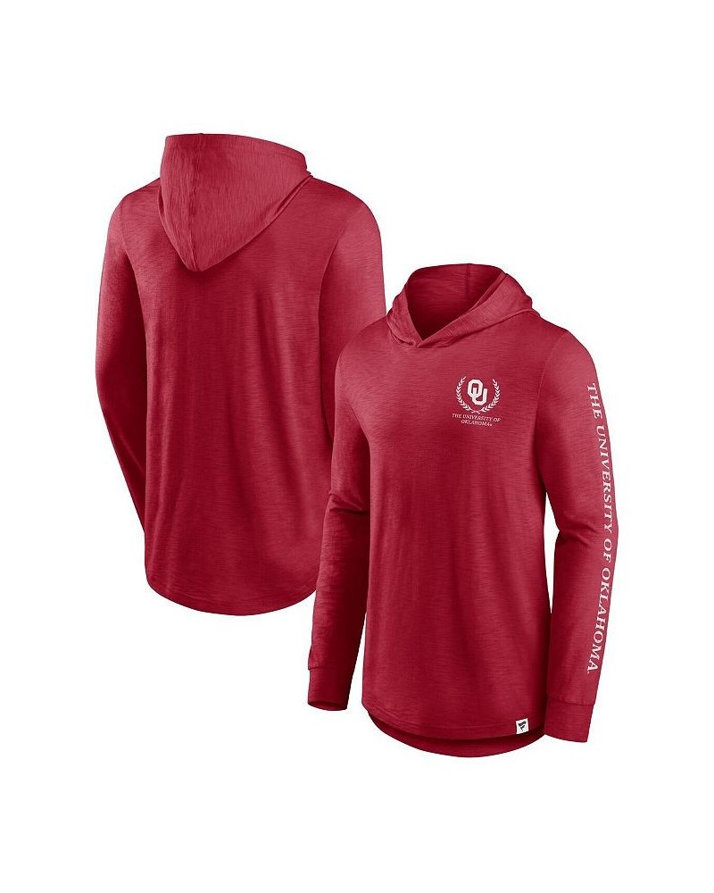 Men's Branded Crimson Oklahoma Sooners Photo Finish Hoodie Long Sleeve T-shirt $35.39 T-Shirts