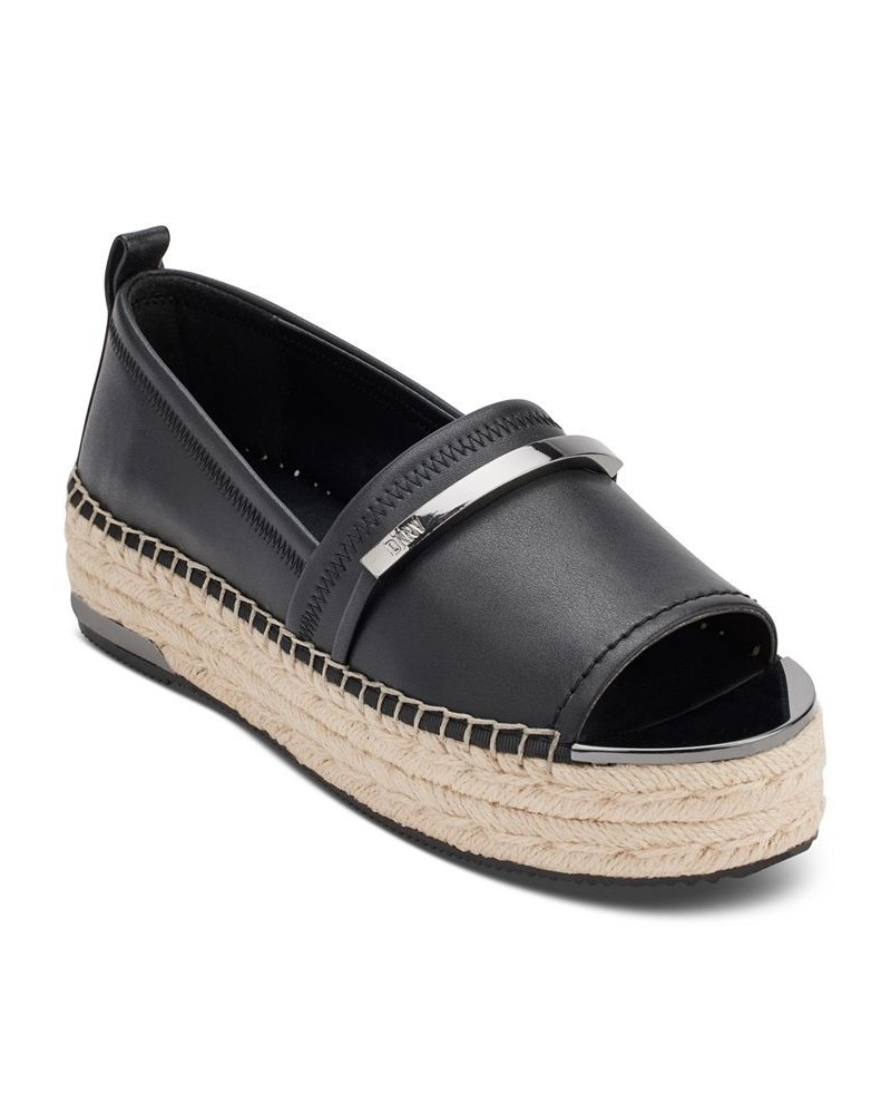 Myrene Embellished Espadrille Platform Flats Black $45.15 Shoes