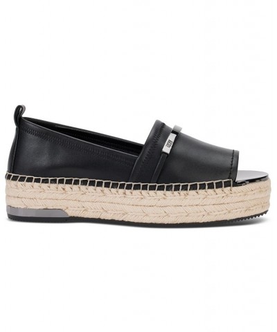 Myrene Embellished Espadrille Platform Flats Black $45.15 Shoes