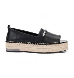 Myrene Embellished Espadrille Platform Flats Black $45.15 Shoes