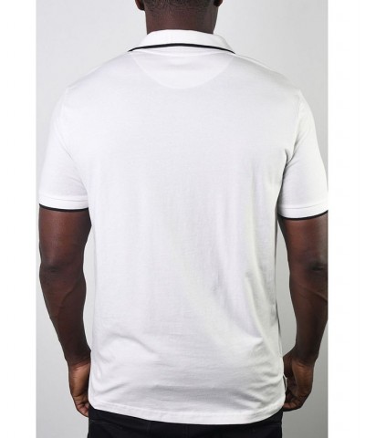 Men's Basic Short Sleeve Logo Botton Polo White $20.58 Polo Shirts