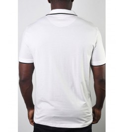 Men's Basic Short Sleeve Logo Botton Polo White $20.58 Polo Shirts