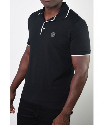 Men's Basic Short Sleeve Logo Botton Polo White $20.58 Polo Shirts