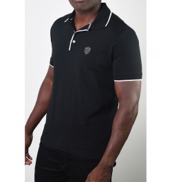 Men's Basic Short Sleeve Logo Botton Polo White $20.58 Polo Shirts