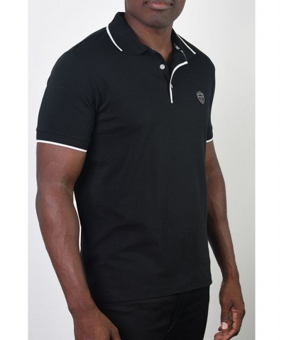 Men's Basic Short Sleeve Logo Botton Polo White $20.58 Polo Shirts