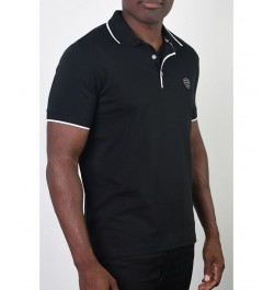 Men's Basic Short Sleeve Logo Botton Polo White $20.58 Polo Shirts