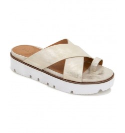 Women's Lilly Flatform X Band Flat Sandals White $62.53 Shoes