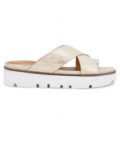 Women's Lilly Flatform X Band Flat Sandals White $62.53 Shoes