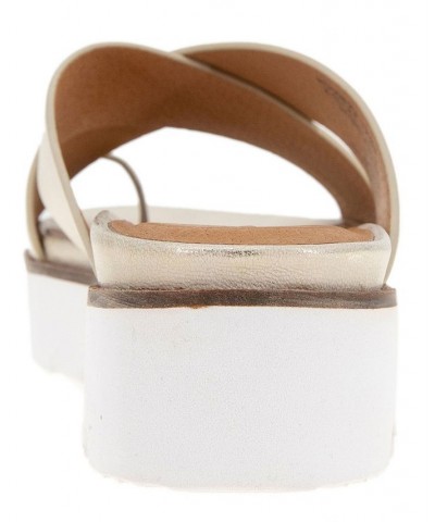 Women's Lilly Flatform X Band Flat Sandals White $62.53 Shoes