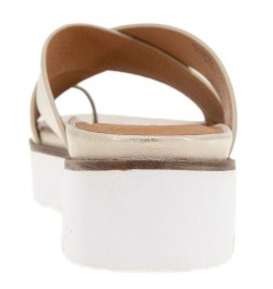 Women's Lilly Flatform X Band Flat Sandals White $62.53 Shoes