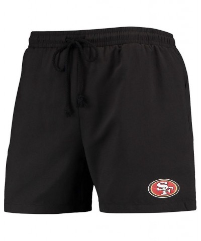 Men's Black San Francisco 49ers Magic Print Palm Traditional Swim Shorts $29.89 Swimsuits