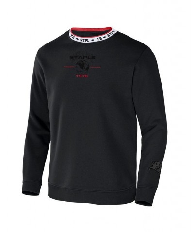 Men's NFL X Staple Black Tampa Bay Buccaneers Embroidered Fundementals Globe Pullover Crew Sweatshirt $32.85 Sweatshirt