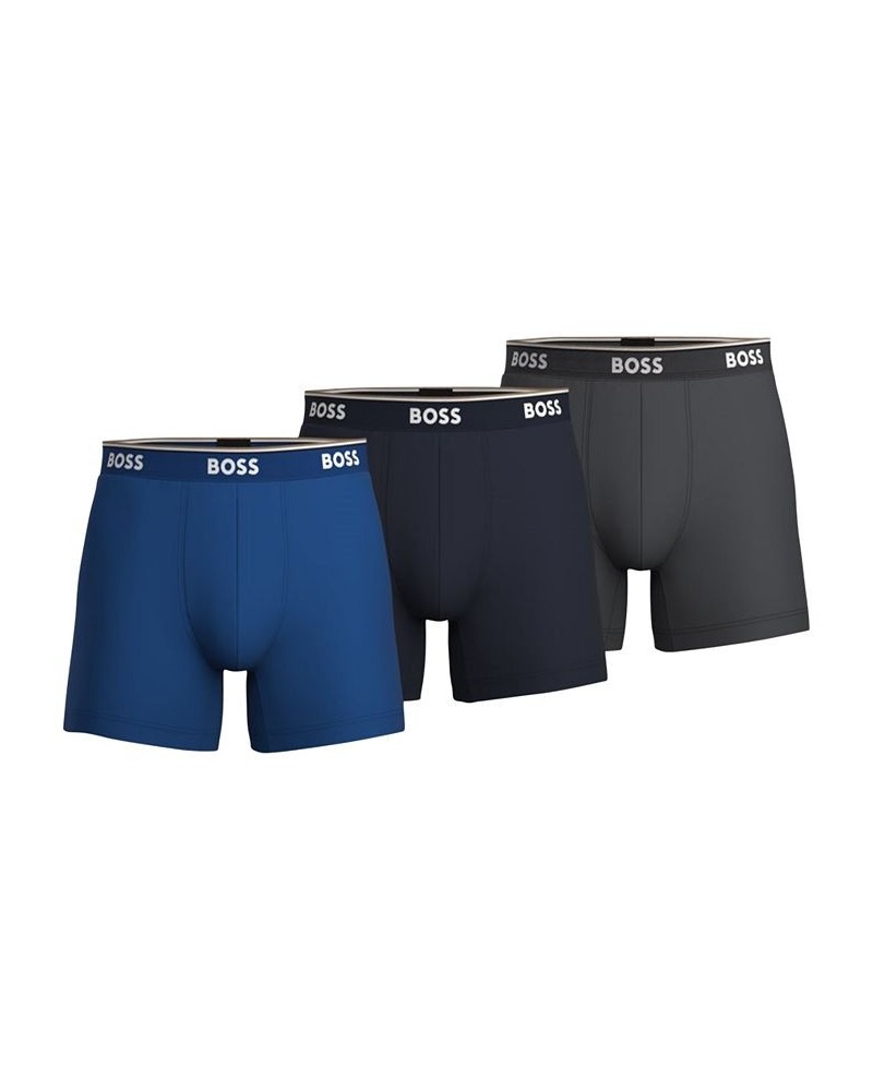 Hugo Boss Men's 3-Pk. Solid Boxer Briefs Blue $33.00 Underwear