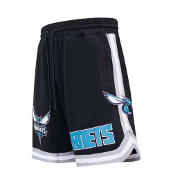 Men's Black Charlotte Hornets Chenille Team Shorts $44.16 Shorts