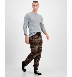 Men's Regular-Fit Fair Isle Knit Joggers Green $18.52 Pants