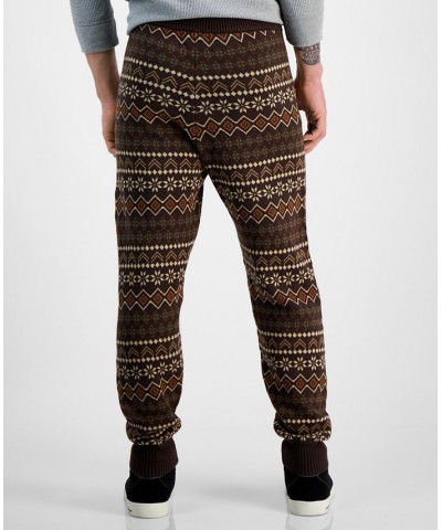 Men's Regular-Fit Fair Isle Knit Joggers Green $18.52 Pants