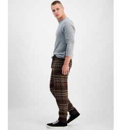 Men's Regular-Fit Fair Isle Knit Joggers Green $18.52 Pants