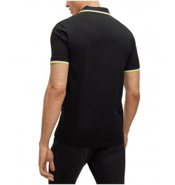 BOSS Men's Stretch-Cotton Slim-Fit Circular Branding Polo Shirt Black $53.76 Polo Shirts