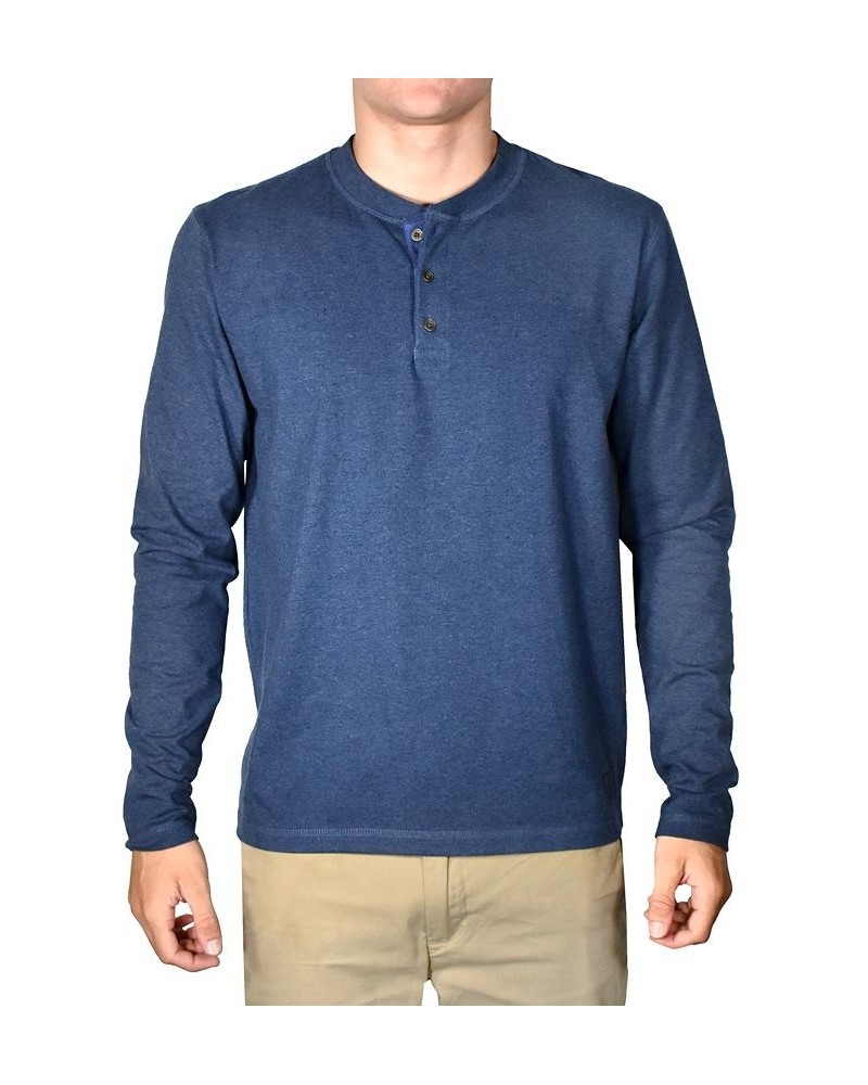 Men's Stretch Jersey 3-button Henley Blue $28.50 Shirts