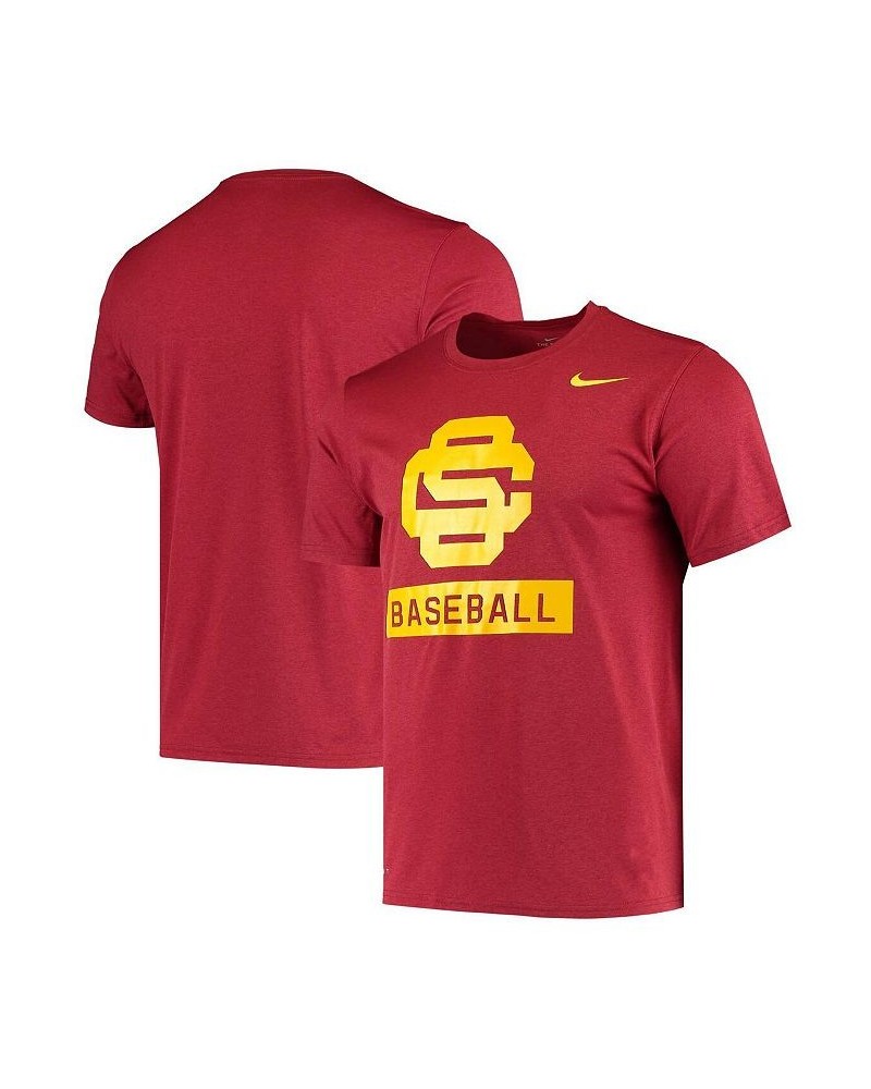 Men's Heathered Cardinal USC Trojans Baseball Logo Stack Legend Performance T-shirt $23.00 T-Shirts