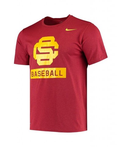 Men's Heathered Cardinal USC Trojans Baseball Logo Stack Legend Performance T-shirt $23.00 T-Shirts