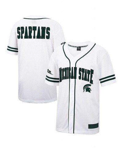 Men's White and Green Michigan State Spartans Free Spirited Baseball Jersey $40.49 Jersey