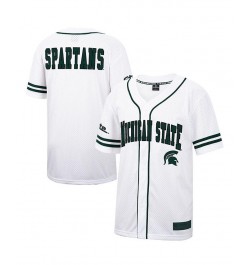 Men's White and Green Michigan State Spartans Free Spirited Baseball Jersey $40.49 Jersey