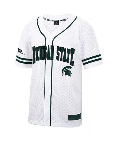 Men's White and Green Michigan State Spartans Free Spirited Baseball Jersey $40.49 Jersey