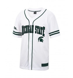 Men's White and Green Michigan State Spartans Free Spirited Baseball Jersey $40.49 Jersey