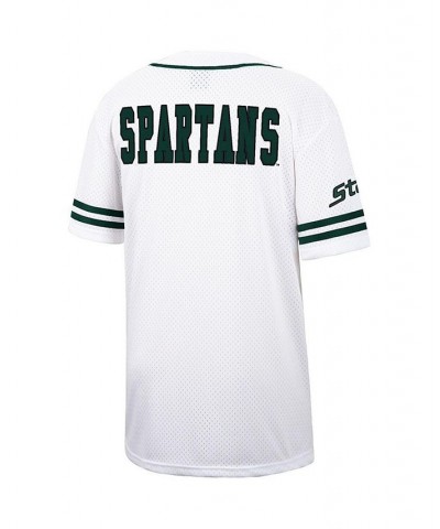 Men's White and Green Michigan State Spartans Free Spirited Baseball Jersey $40.49 Jersey