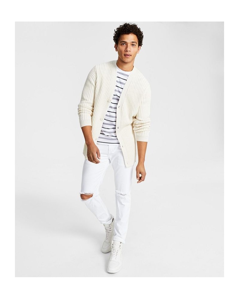 Men's Twisted Classic-Fit Metallic Ribbed-Knit Cardigan White $20.37 Sweaters