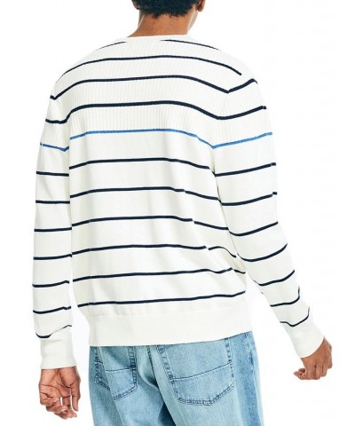 Men's Classic-Fit Cotton Textured Striped Crewneck Sweater White $21.18 Sweaters