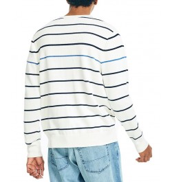 Men's Classic-Fit Cotton Textured Striped Crewneck Sweater White $21.18 Sweaters