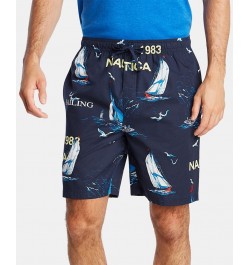 Men's Cotton Sailboat-Print Pajama Shorts Blue $12.93 Pajama