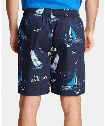 Men's Cotton Sailboat-Print Pajama Shorts Blue $12.93 Pajama